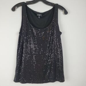 Talbots‎ Women's Small Black Sequin Tank Stretch Soft Sleeveless Evening Top